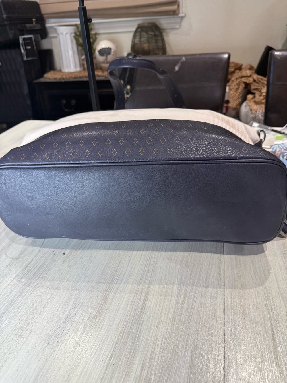 Coach Mercer Canvas Duffel/Tote in Chalk and Navy with Brown Accents- NWOT - Picture 11 of 14